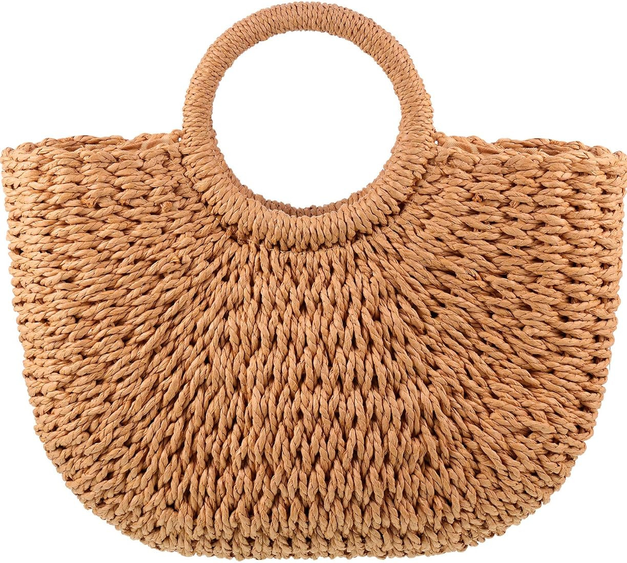 Frienda Straw Tote Bag Summer Beach Bag Handmade Straw Rattan Woven Handbag for Women Travel | Amazon (US)