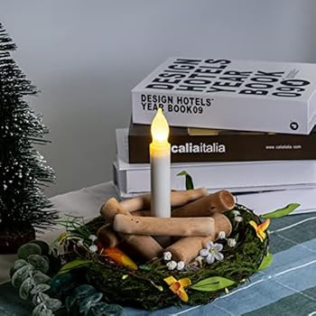 Amagic 12PCS 6.5" White Flameless LED Taper Candles, Battery Operated Hanging Taper Candles, Flic... | Amazon (US)