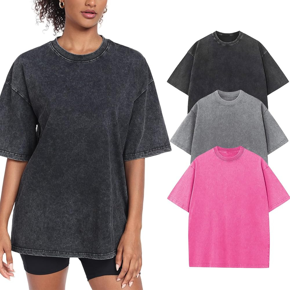 Womens Washed Vintage Oversized T-Shirt Casual Baggy Streetwear Boyfriend Tee Workout Short Sleev... | Amazon (US)