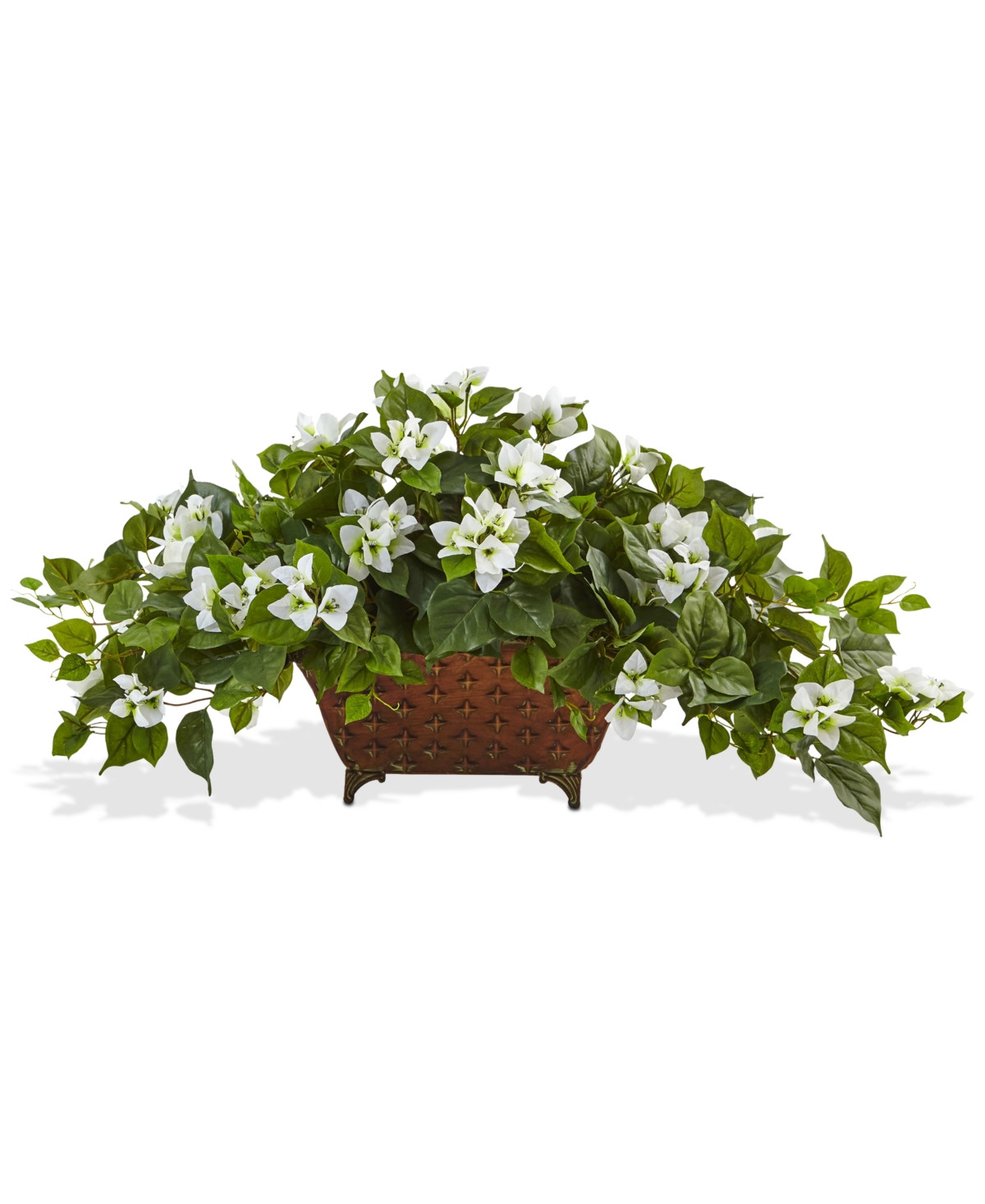 Nearly Natural Bougainvillea Artificial Plant in Metal Planter - White | Macy's