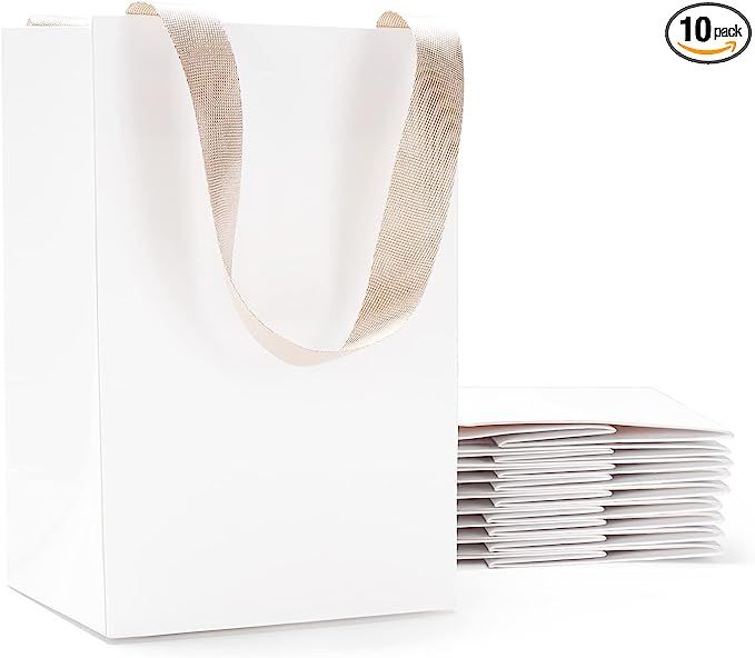Amazon.com: YACEYACE White Gift Bags with Handles, 10Pcs 5.25"x3.75"x8" Small White Paper Gift Ba... | Amazon (US)
