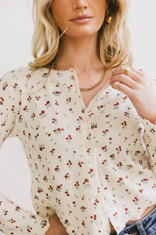Karrie Floral Knit Cardigan | Böhme US