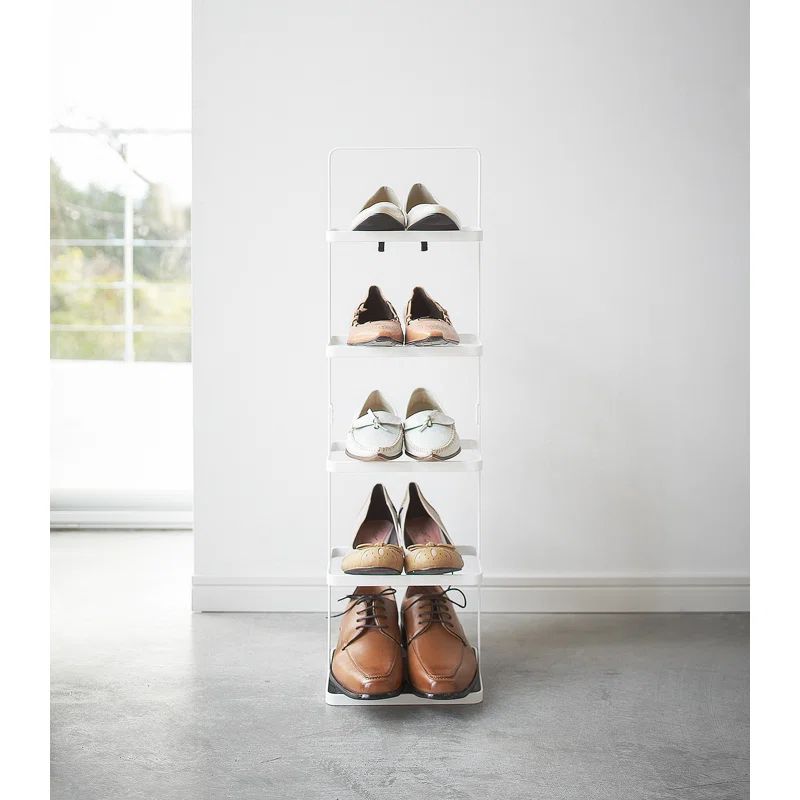 Yamazaki Home Shoe Rack, Tall, Tall, Steel, Tall, Holds 5 shoes, Handles | Wayfair North America