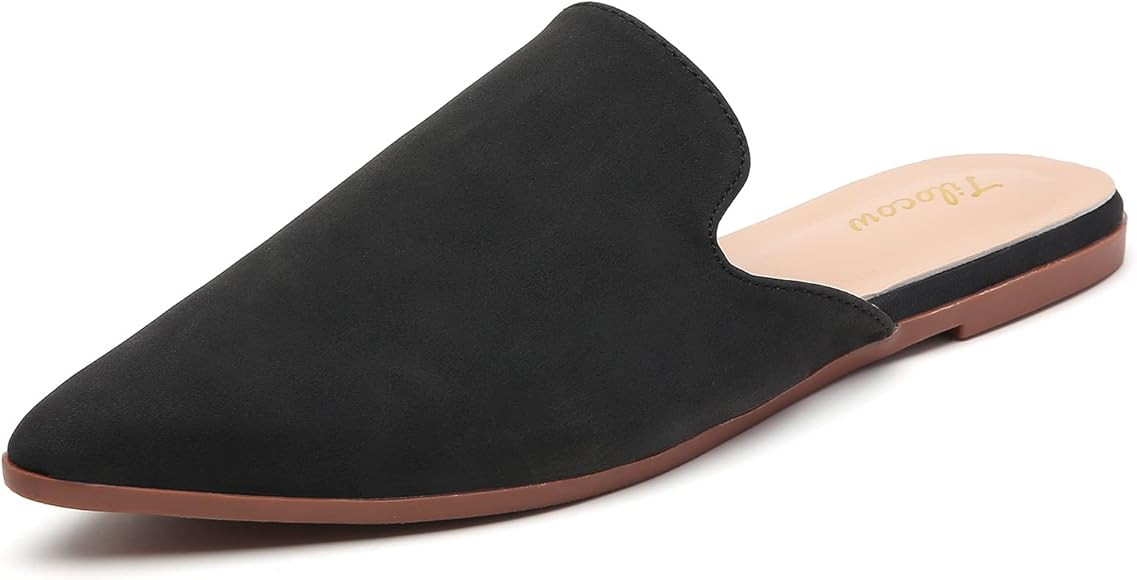 Tliocow Mules for Women Flats Slip On Backless Flat Mule Pointed Toe Slides Loafer Shoes | Amazon (US)