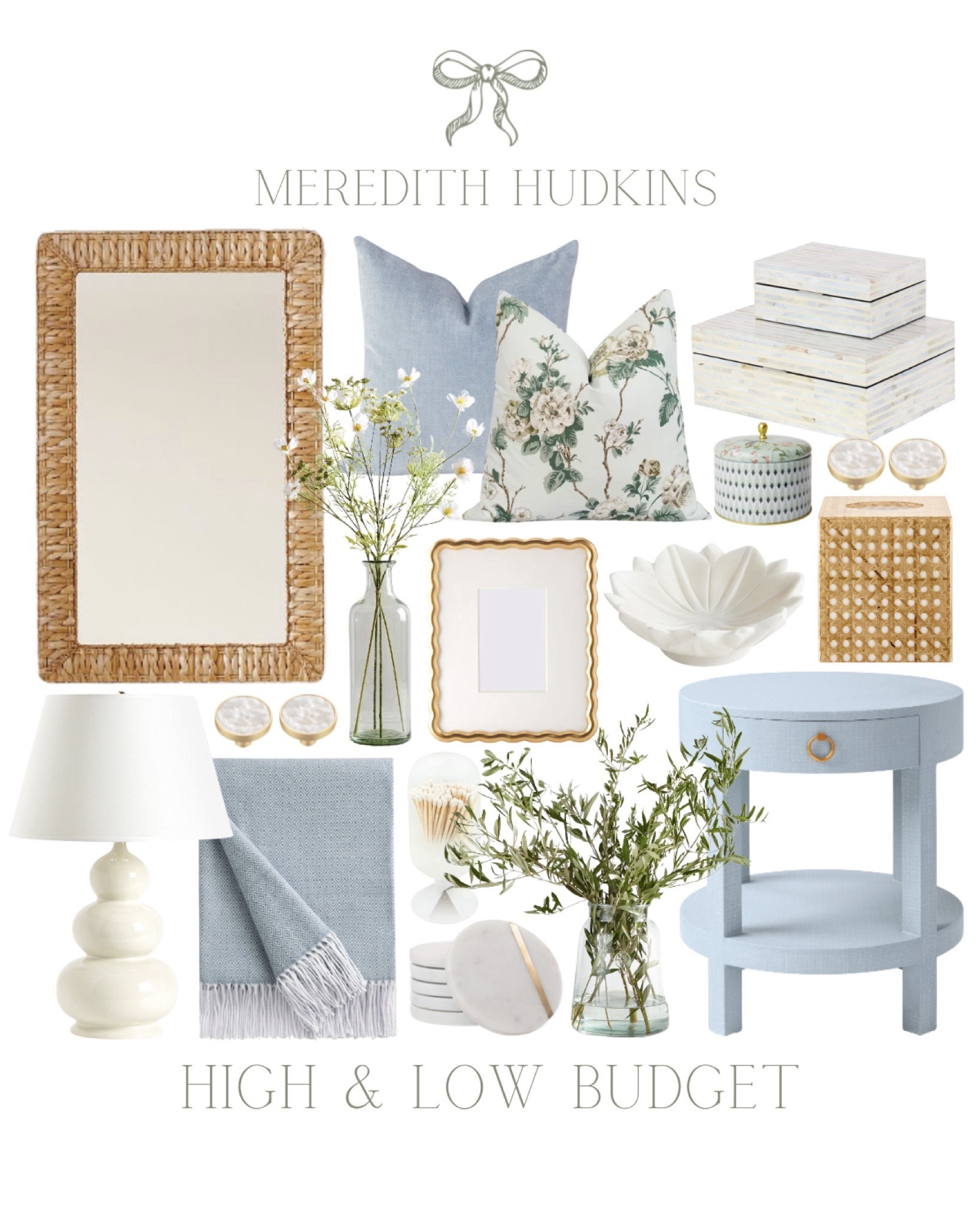 Blue and white home decor, coastal home decor, condo, beach house, pottery barn, side table, accent table, bedside table, rattan mirror, pillow case, pillow cover, Serena and Lily, velvet pillow, decorative box, entryway, living room, guest bedroom, primary bedroom, entryway, throw blanket, lighting, table lamp, Ballard designs, coasters, preppy, classic, timeless, traditional, grand millennial, so florals, so greenery, marble bowl, candle, hardware, Caitlin Wilson design#LTKunder100 

#LTKfindsunder50 #LTKSpringSale #LTKhome