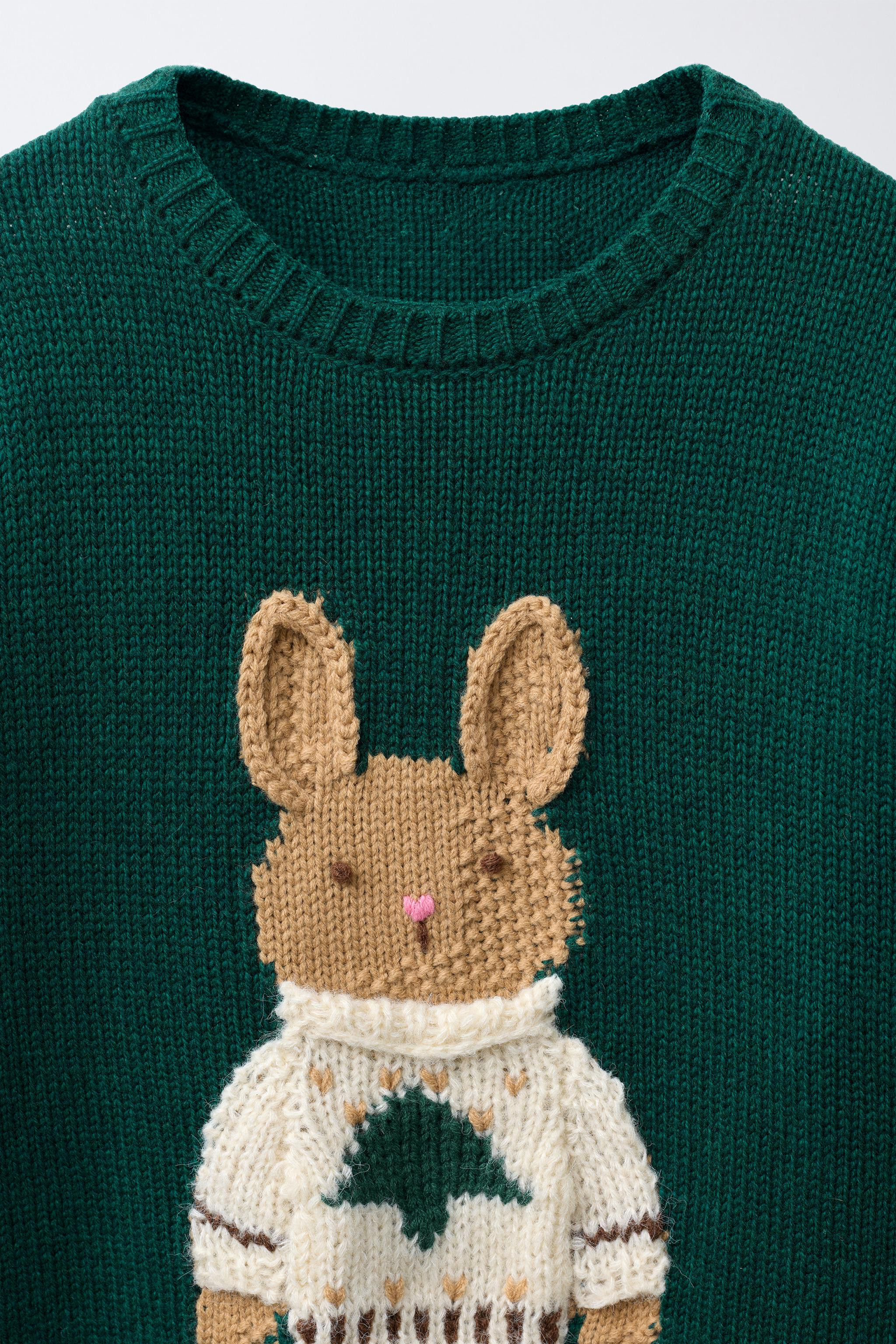 EMBROIDERED BUNNY WOOL KNIT JUMPER | Zara US