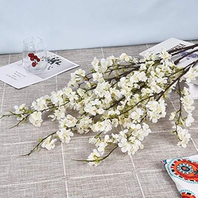 YUYAO Artificial Cherry Blossom Flowers, 4pcs Peach Branches Silk Tall Fake Flower Arrangements f... | Amazon (US)