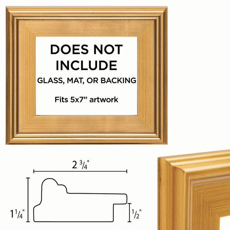 Creative Mark Plein Air Style Frame, Hand Leafed Gold, 5x7" - 2.75" Wide Moulding with 1/2" Rabbe... | Walmart (US)
