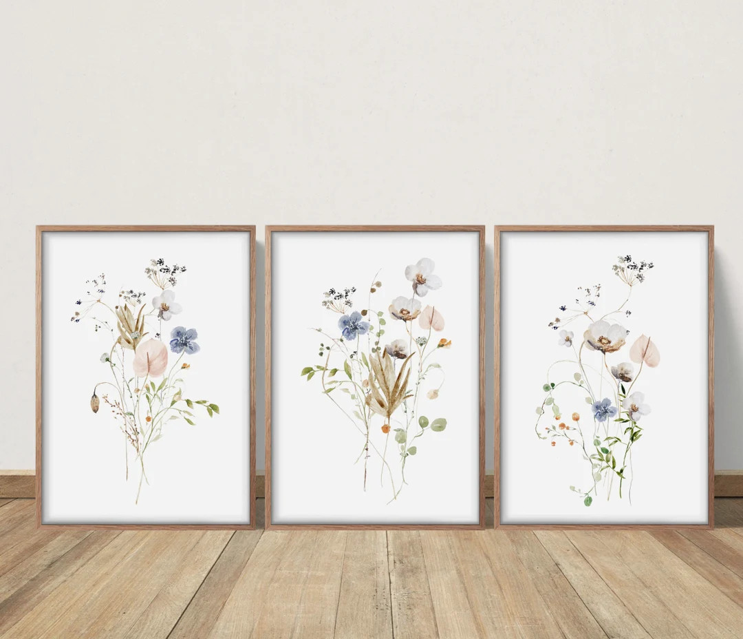 Wildflower Prints Watercolor Flowers Farmhouse Decor Meadow - Etsy | Etsy (US)