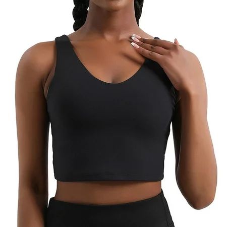 Black Sports Bras for Women High Impact Support Tank Top Removable Padded Tank Yoga Tops for Women R | Walmart (US)