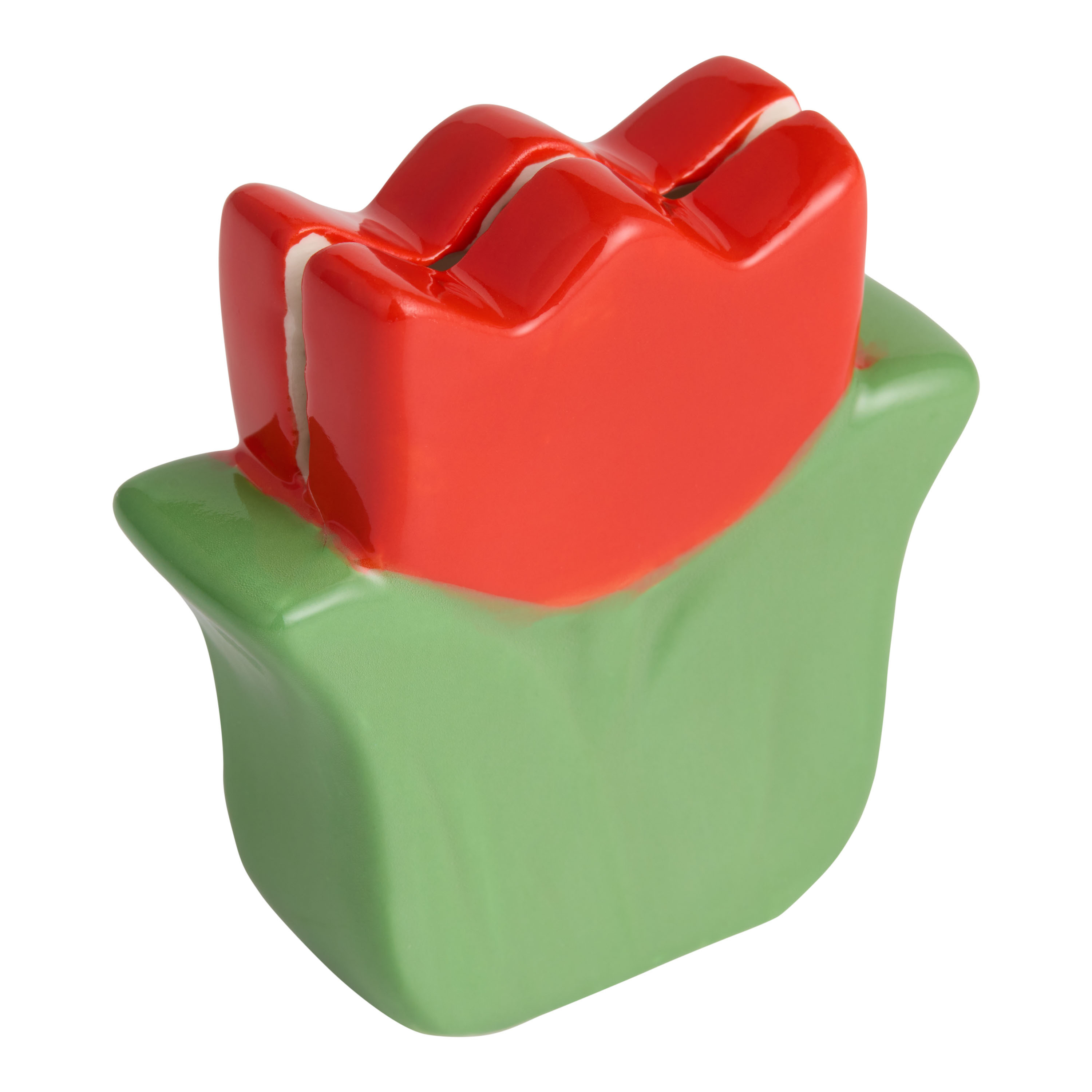 Red Ceramic Tulip Place Card Holder Set of 2 | World Market