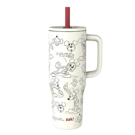 Zak Designs 30oz Mickey Double Wall Stainless Steel Vaccuum Insulated Sutton Straw Tumbler | Walmart (US)