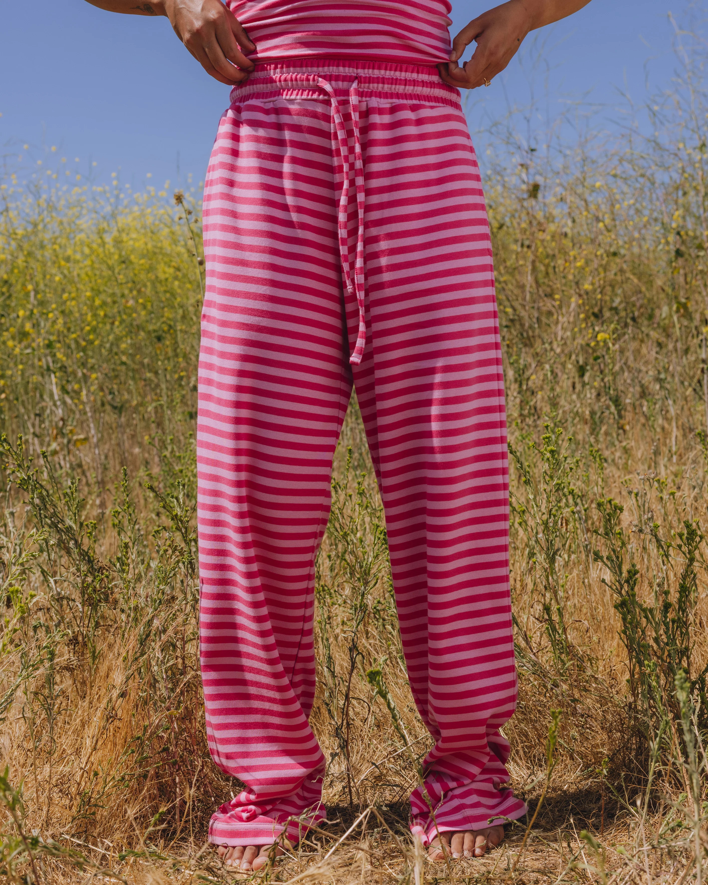 Striped Cotton Pants - Hot Shot + Taffy Stripe | Daily Drills LLC