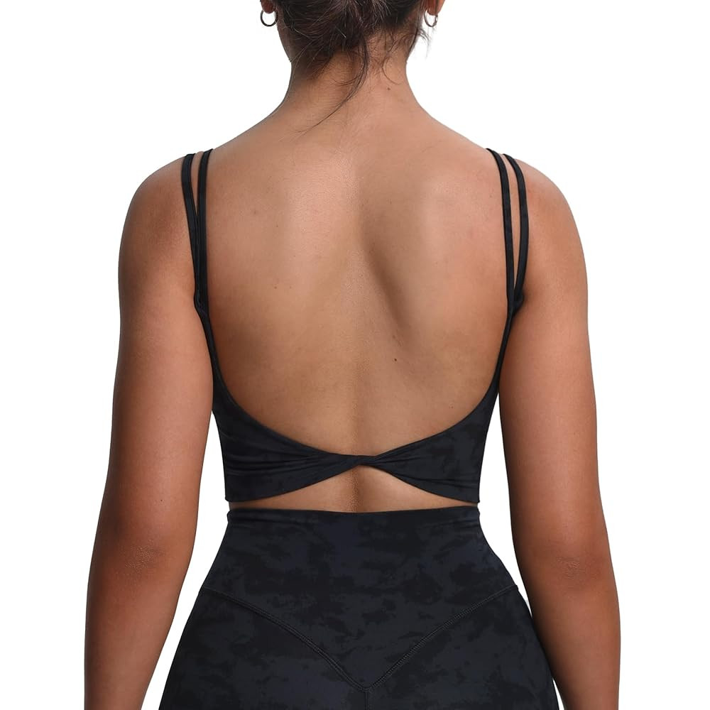 Aoxjox Women's Workout Sports Bras Fitness Yoga Crop Tank Twist Back Cami | Amazon (US)