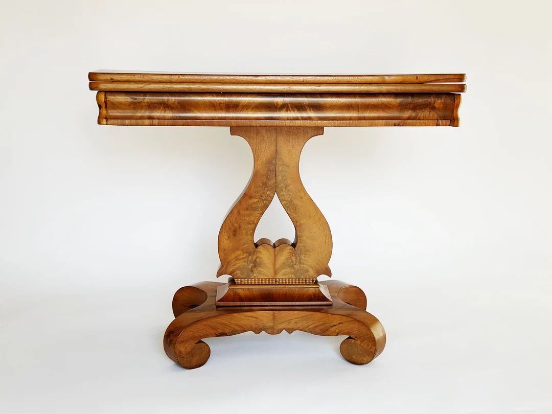 Antique Empire Burl Wood Pedestal Hallway End Table | Etsy (US)