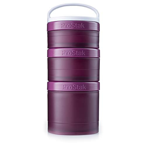 BlenderBottle ProStak Twist n’ Lock Storage Jars Expansion 3-Pak with Removable Handle, Plum | Amazon (US)