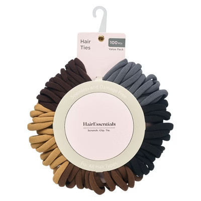Hair Essentials 100pc Hair Ties - Seamless No-Damage Hair Ties for Women- 100pcs, Tonal | Target