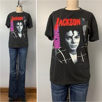 Vintage 80S Michael Jackson Tee/1988 Bad Tour 88 T Shirt/Vintage Single Stitch Made in The USA Band T/Size Xs-S | Etsy (US)