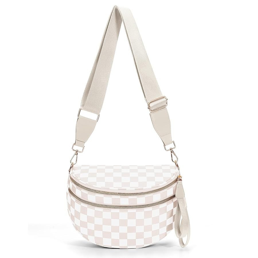 Checkered Crossbody Bum Bags for Women Nylon Checkered Purse Checkerboard Fanny Pack | Amazon (US)