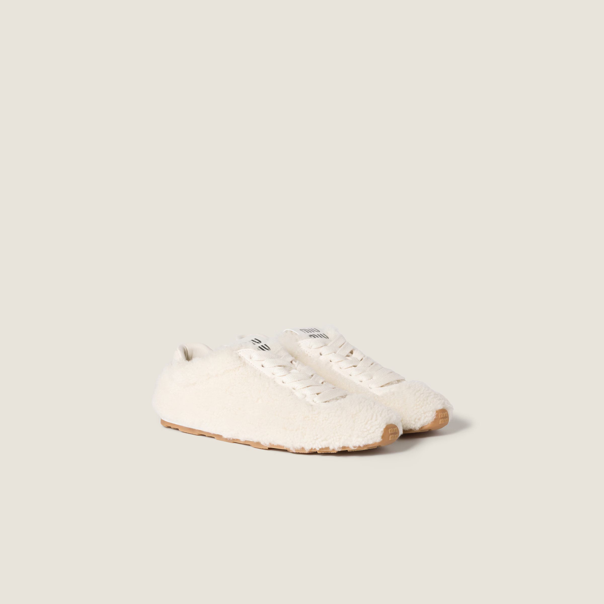 Natural Plume Shearling Sneakers | Miu Miu | Miu Miu US