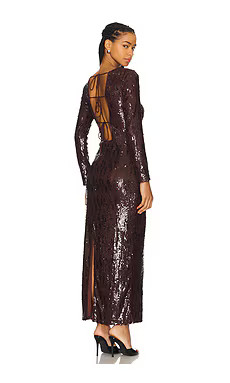 Line & Dot Sequins Maxi Dress in Chocolate from Revolve.com | Revolve Clothing (Global)