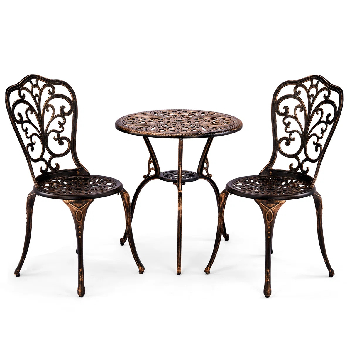 Outdoor 3-Piece Cast Aluminum Iris Bistro Set | Wayfair North America