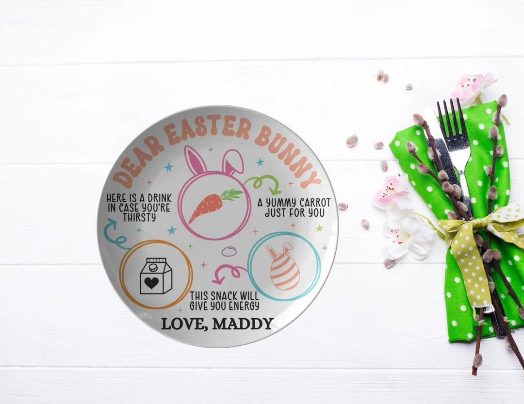 Personalized Dear Easter Bunny Treat Plate, Carrots for Easter Bunny, Easter Gifts for Kids, East... | Etsy (US)
