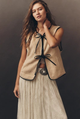 By Anthropologie Faux-Shearling Tie-Front Vest | Anthropologie (US)