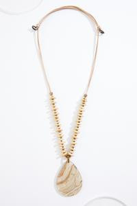 Cato Fashions | Cato Lucite Tear Wooded Cord Necklace | Cato Fashions