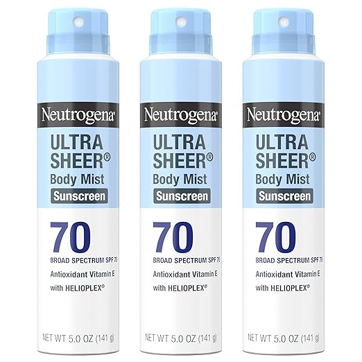 Neutrogena Ultra Sheer Body Mist Sunscreen Spray, Broad Spectrum SPF 70, Lightweight Spray Sunscr... | Amazon (US)
