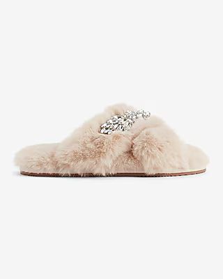 Faux Fur Removable Brooch Slippers | Express