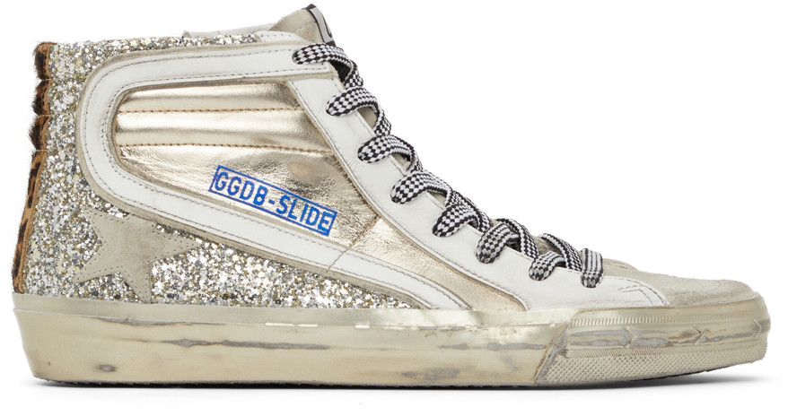 Glitter Slide High-Top Sneakers | SSENSE