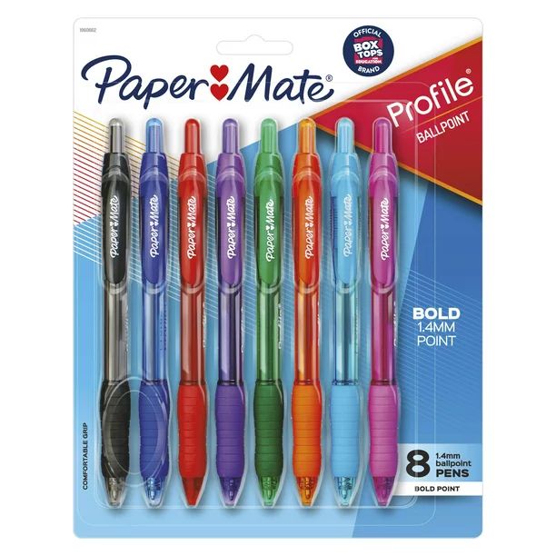 Paper Mate Profile Ballpoint Retractable Pens, Assorted Ink, Bold Tip, 8 Count | Walmart (US)