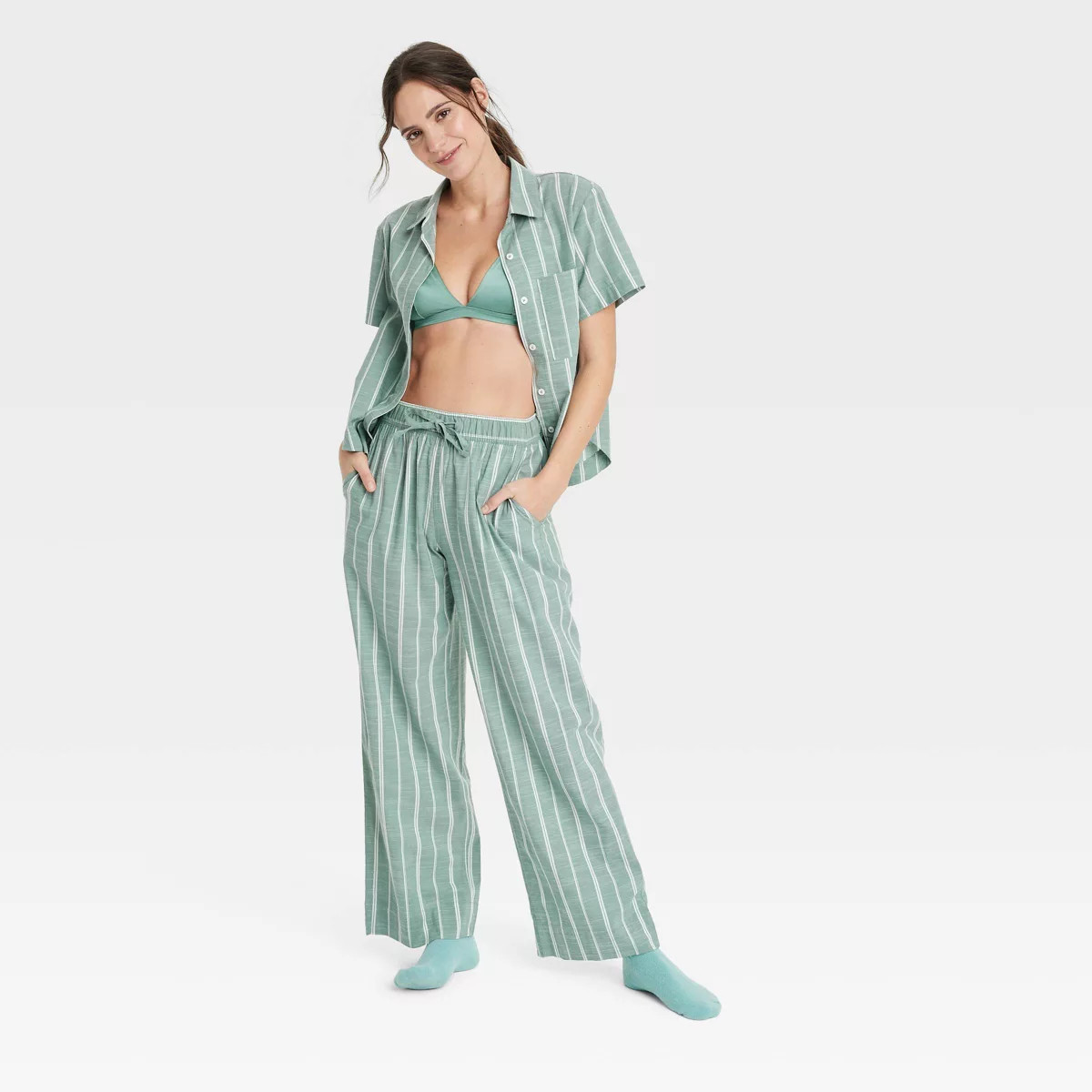 Women's Striped Cotton Blend Pajama Pants - Auden™ | Target