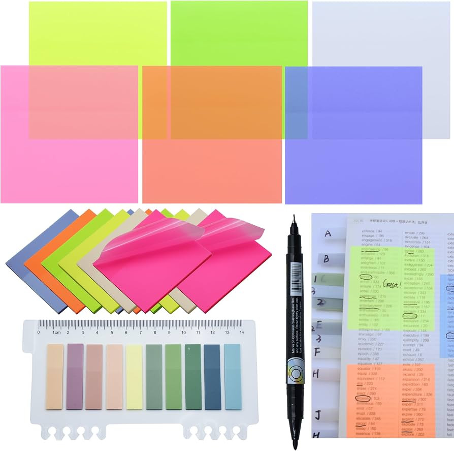 YOUDEFUL 800Pcs Transparent Sticky Notes, 3"x3" Clear Sticky Notes, Waterproof Translucent Sticky... | Amazon (US)