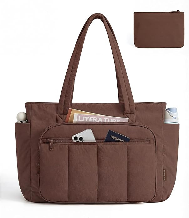 BAGSMART Tote Bag for Women, 2 Set Tote Bag with Zipper, Quilted Nurse Handbags for Work Travel C... | Amazon (US)