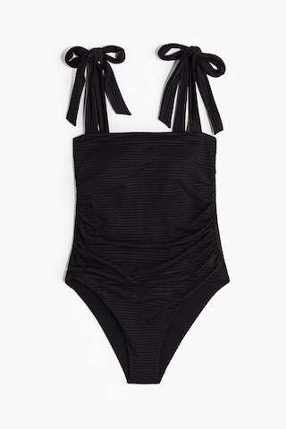 H & M - Badeanzug mit Bindeträgern und wattierten Cups - Schwarz - Damen | H&M (DE, AT, CH, NL, FI)