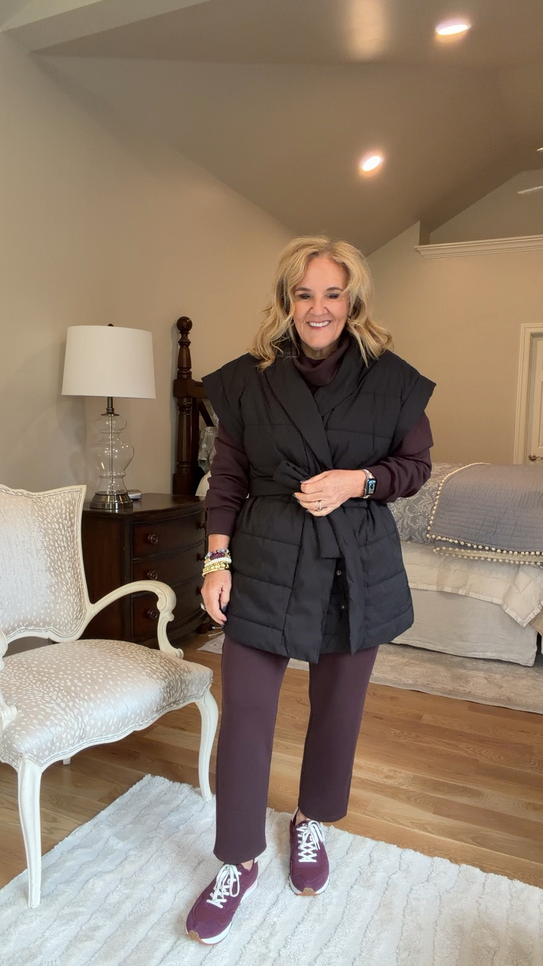 Spanx new truffle brown! 
Turtleneck tunic size large 
Puffer vest size medium 
1/2 zip size large 
Slim straight pants size petite medium 
Tshirt size medium 
Sneakers tts 
Jewelry 20% off code NANETTE20
Spanx 15% off for new customers NANETTEXSPANX 

#LTKPetite #LTKOver40 #LTKTravel

#LTKTravel #LTKPetite #LTKOver40