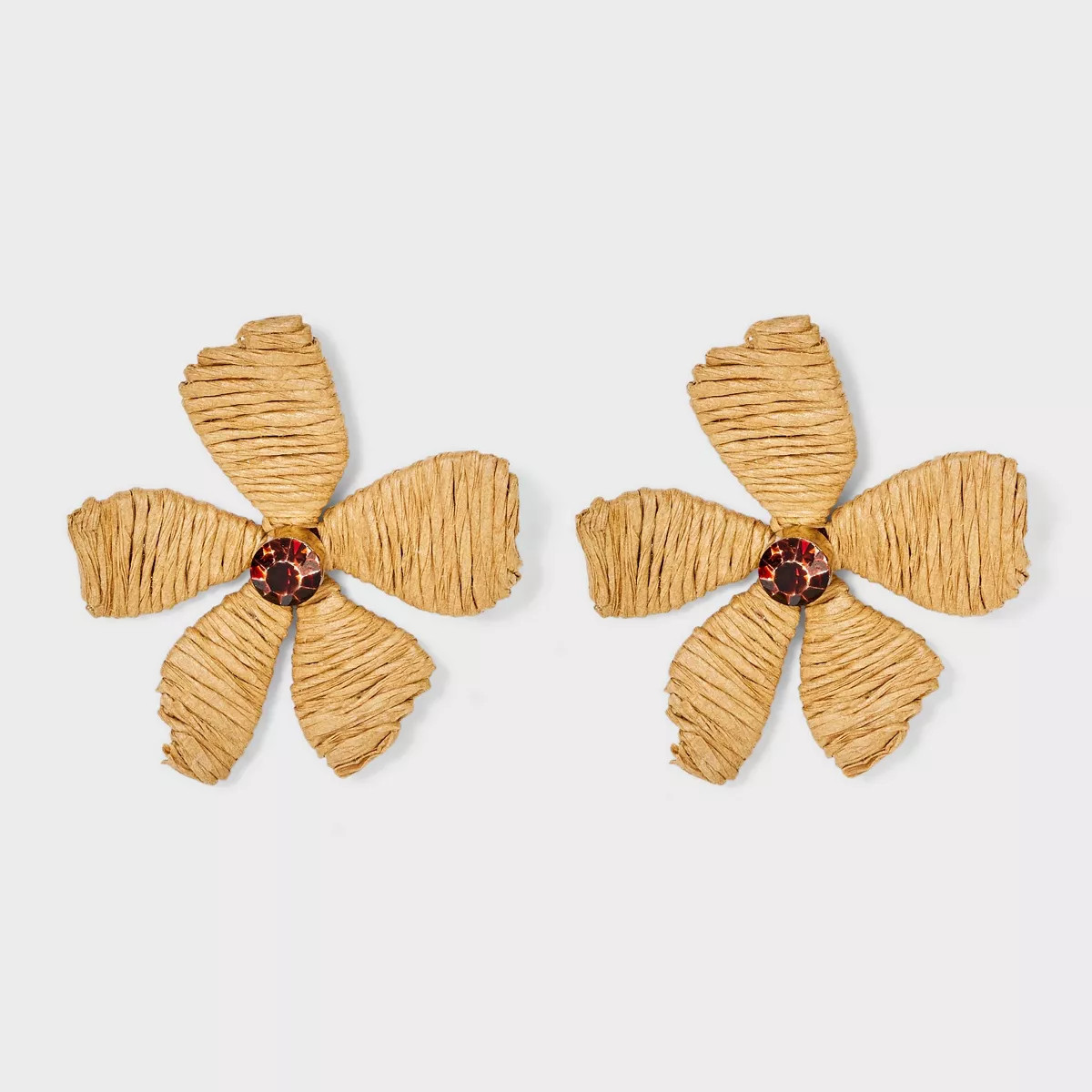 Post Raffia Earrings - A New Day™ Tan/Gold | Target