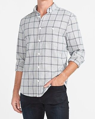 Slim Plaid Stretch Flannel Shirt | Express