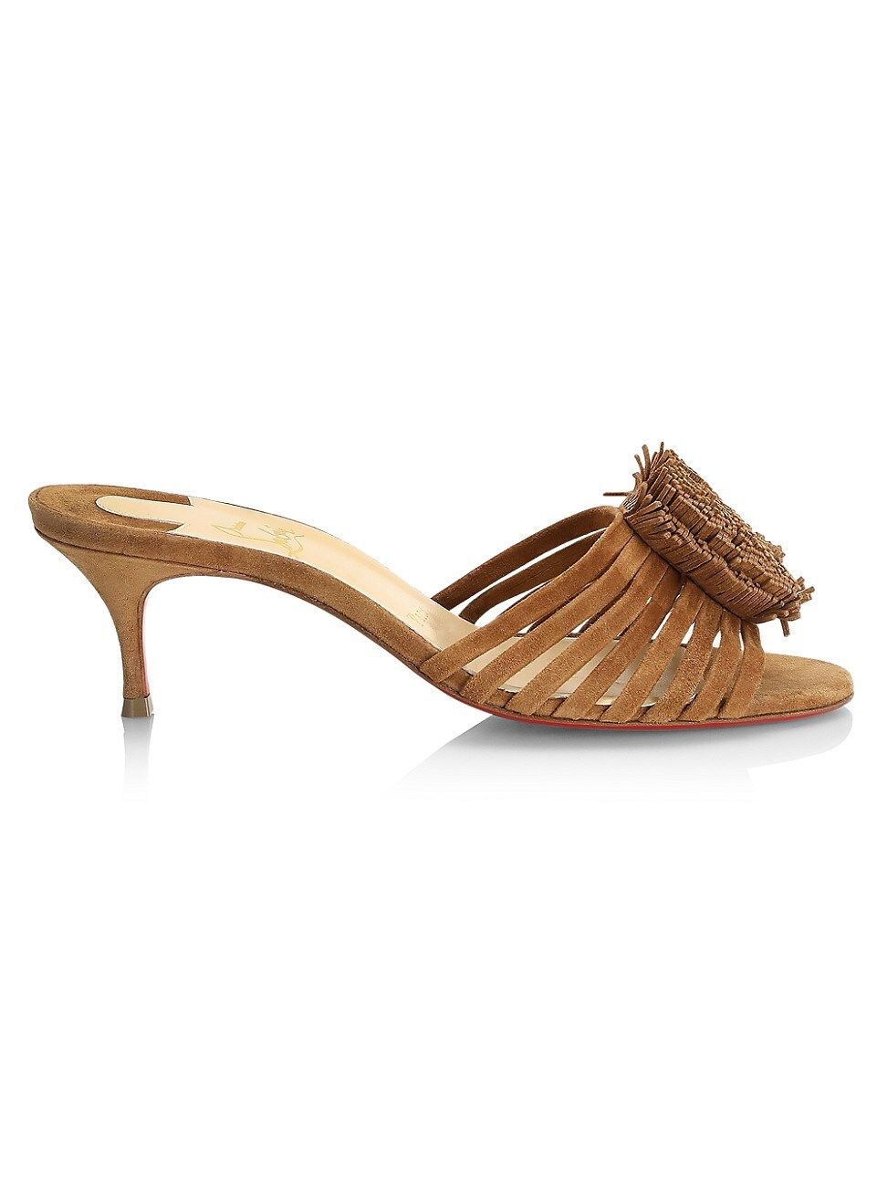 Christian Louboutin Women's Belbrossa Fringe Suede Mules - Biscotto - Size 9 | Saks Fifth Avenue