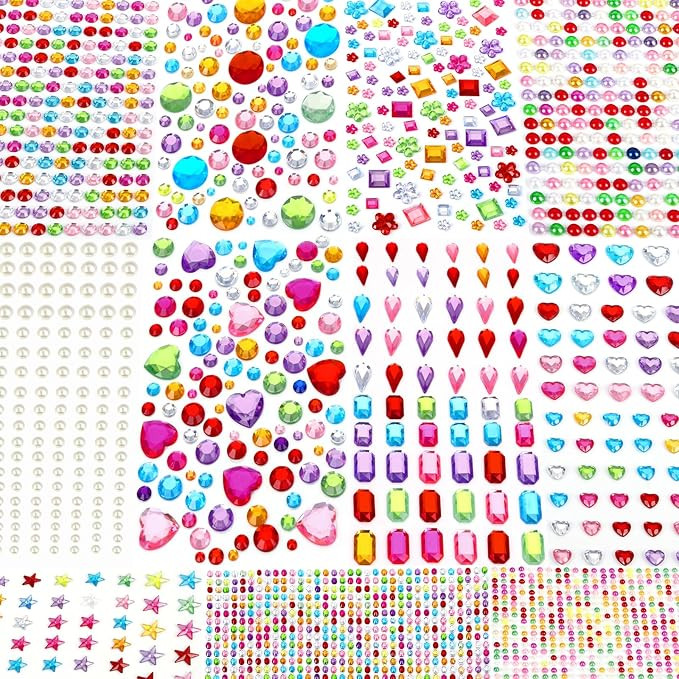 JOLCEEY 3034pcs Gem Stickers, Rhinestone Self Adhesive Gems, Stick on Gems Jewel Stickers Sticky ... | Amazon (UK)