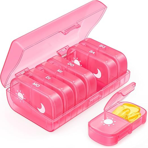 AUVON Tablettenbox 7 Tage Morgens Abends, Pillendose 7 Tage 2 Fächer, handlicher und feuchtigkei... | Amazon (DE)