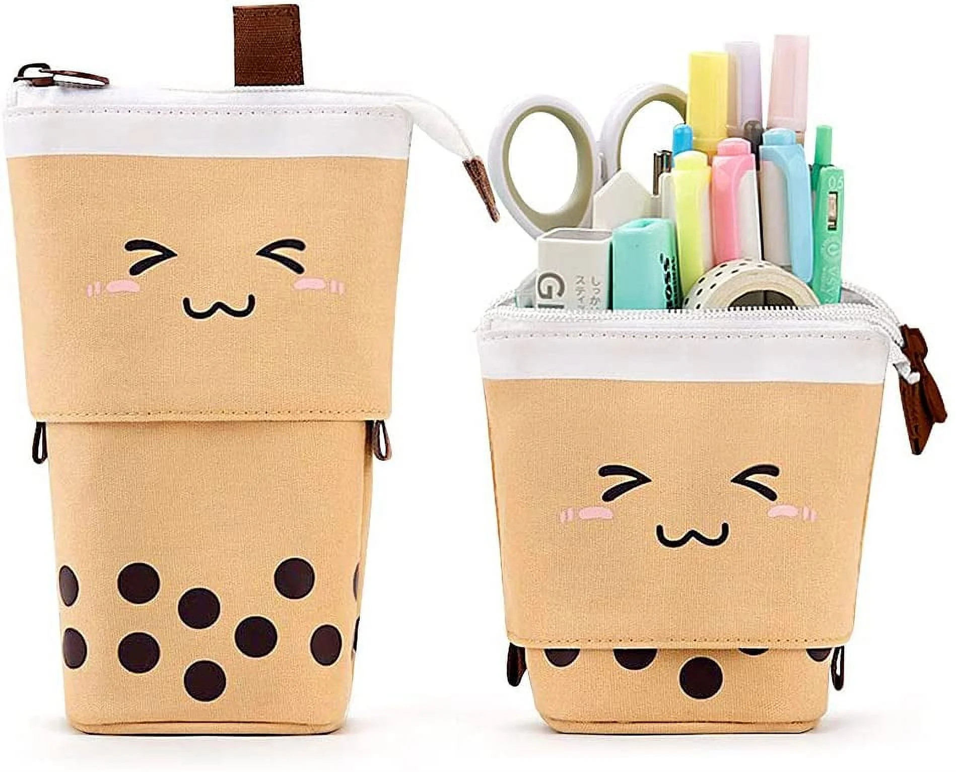 Livhil Boba Pencil Case, Pop up Pencil Box Makeup Pouch for Kids, Bubble Tea Pen Holder for Women... | Walmart (US)