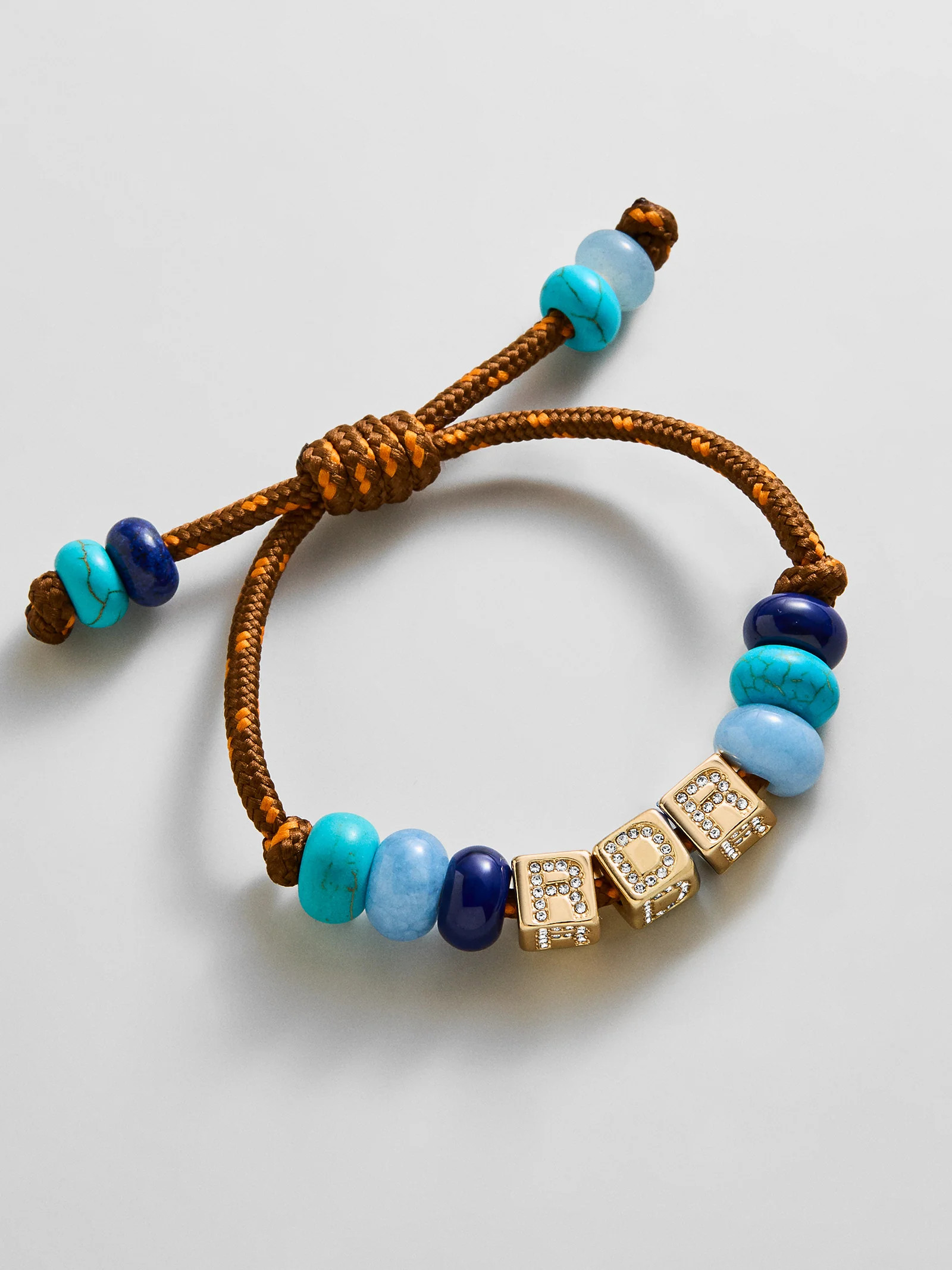 Custom Block Letter Semi-Precious Paracord Bracelet - Brown | BaubleBar