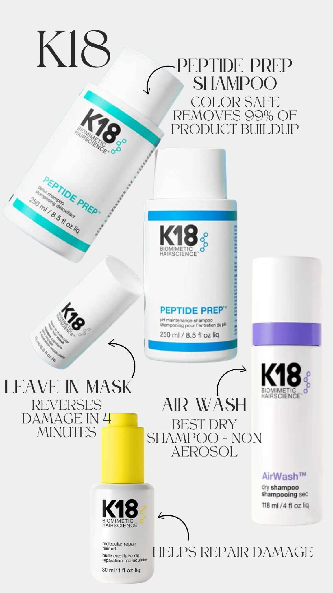 Hairstylists K18 holy grails 🙌🏼🩵💛💜

#LTKBeauty #LTKStyleTip #LTKFindsUnder100