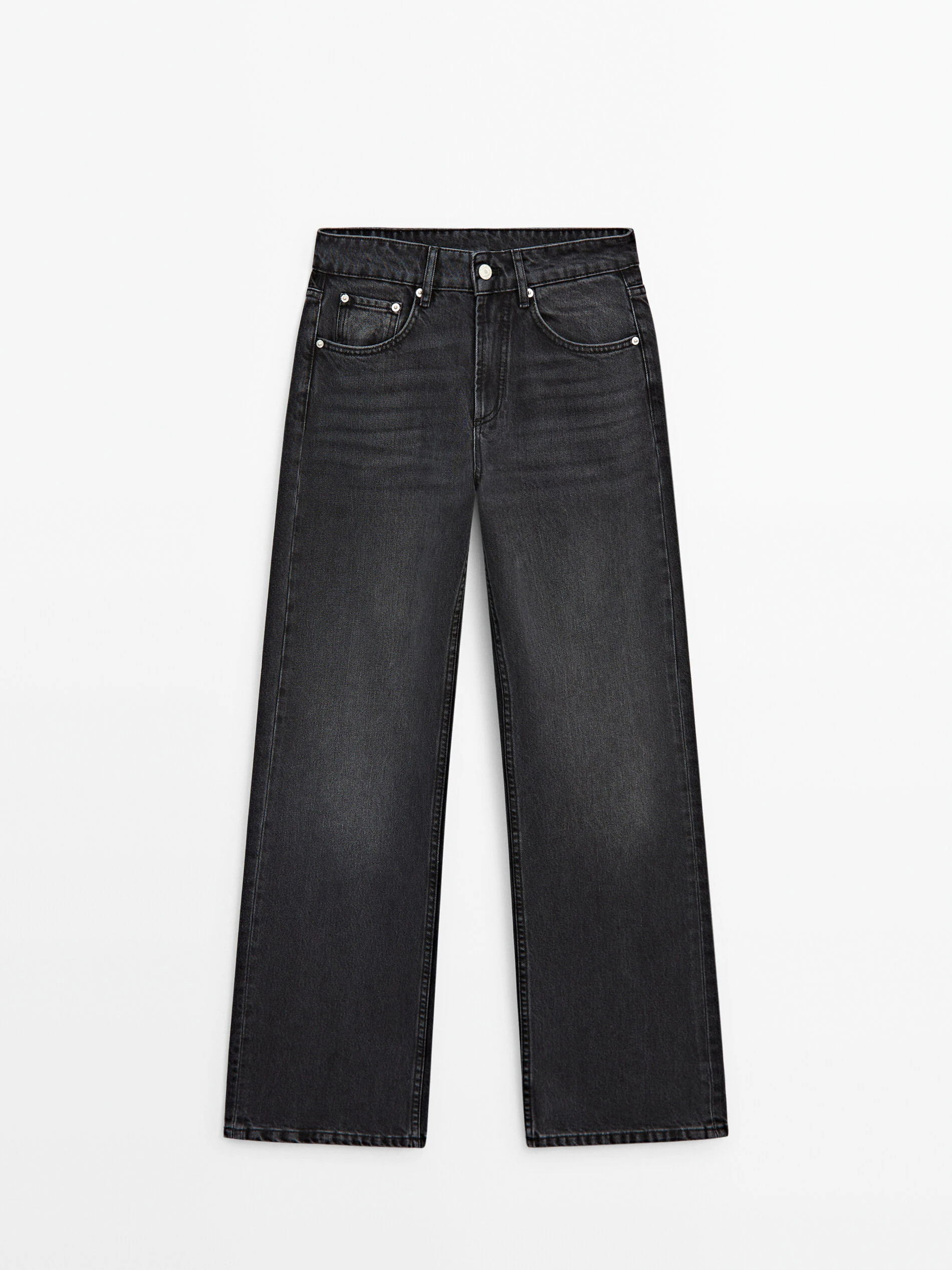 Mid-rise wide-leg full length jeans | Massimo Dutti UK