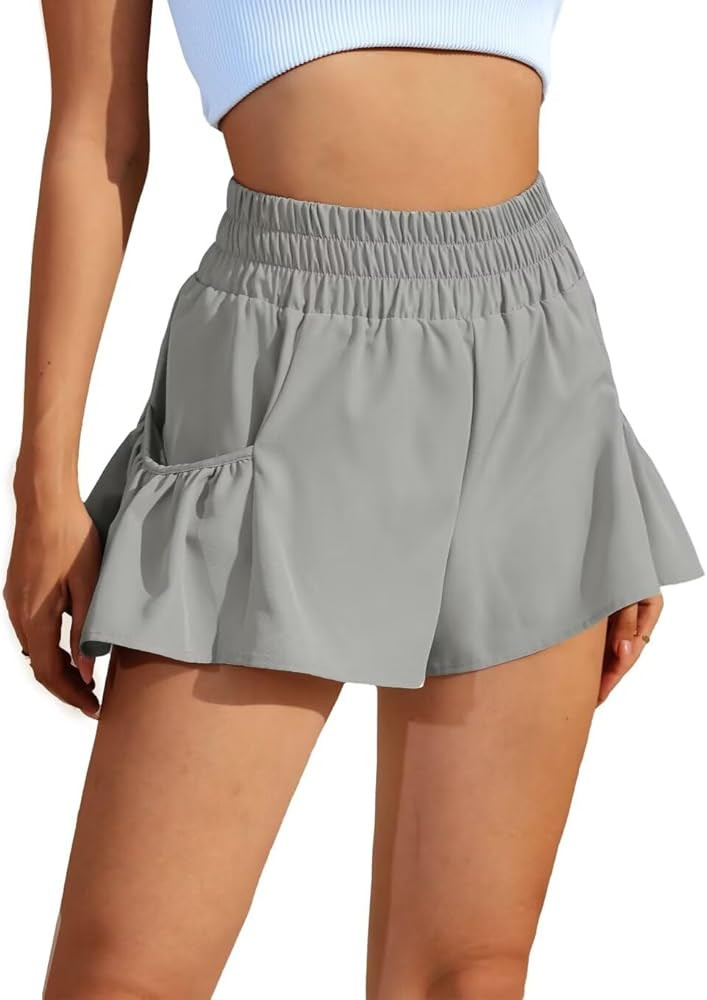Vertvie Women High Waisted Flowy Shorts Athletic Running Shorts with Pockets Quick Dry Gym Workou... | Amazon (US)