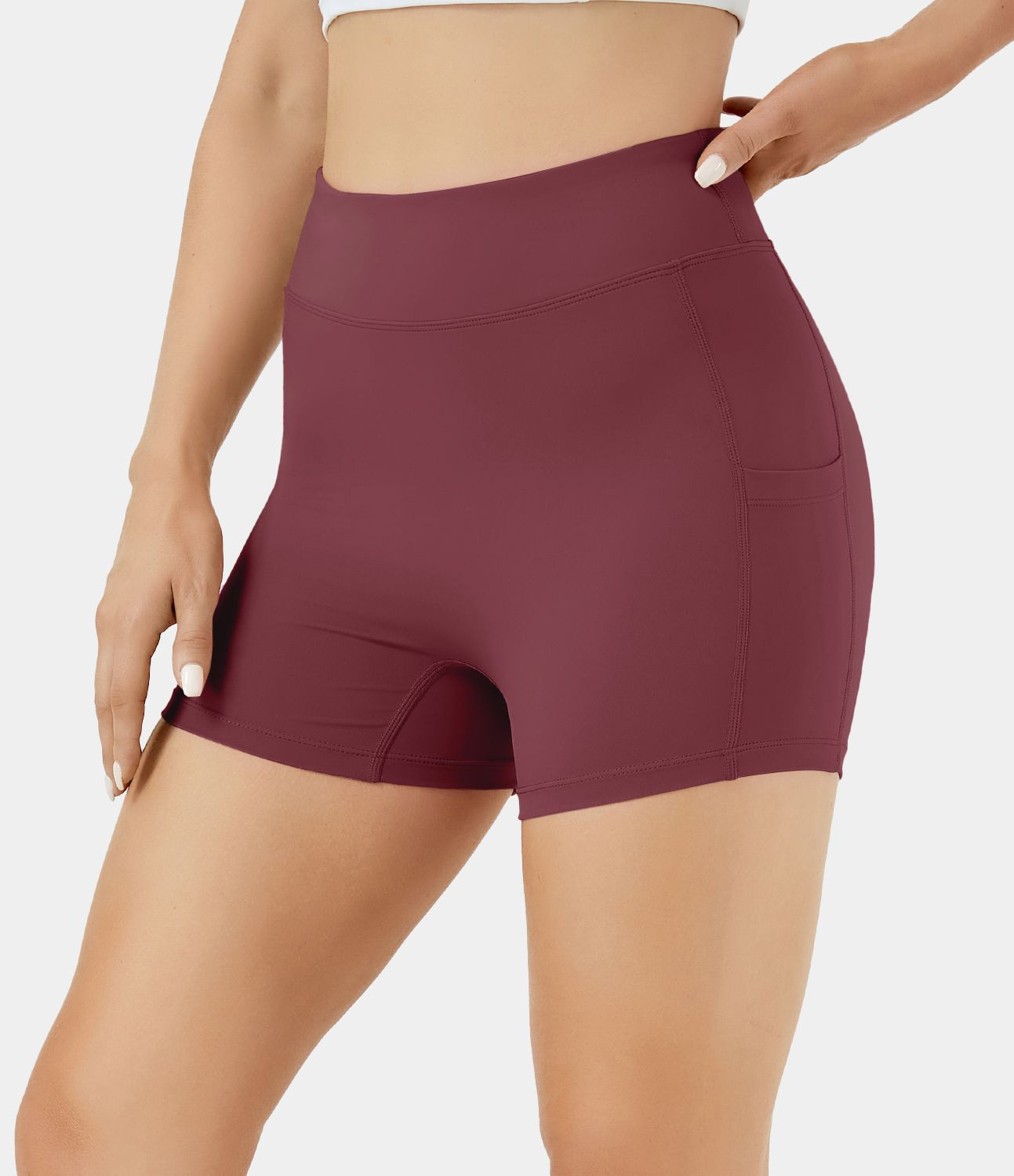 Women’s Softlyzero™ Airy High Waisted Side Pocket Plain Cool Touch Yoga Shorts 3.5"-UPF50+ - ... | HALARA