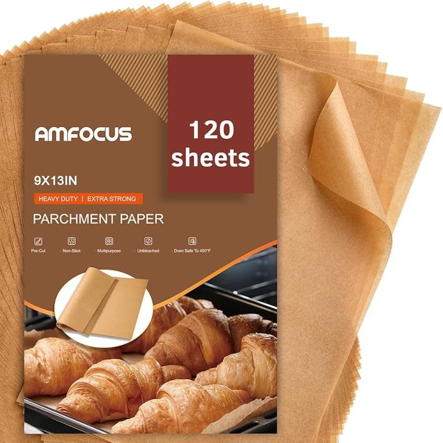 Parchment Paper Sheets, 9x13 In Non-Stick Precut Baking Parchment for Baking, Grilling, Air Fryer... | Amazon (US)